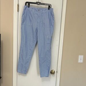 Light Blue Pinstripe Casual Pants